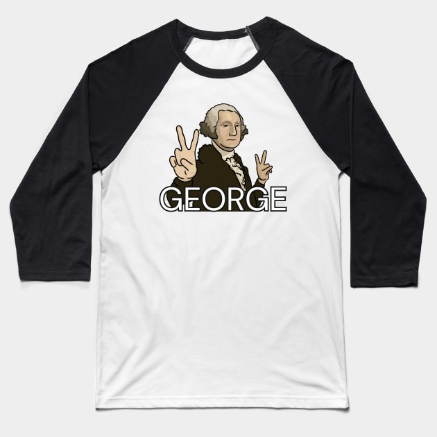 GEORGE Washington Portrait Holding Peace Signs Baseball T-Shirt by History Tees